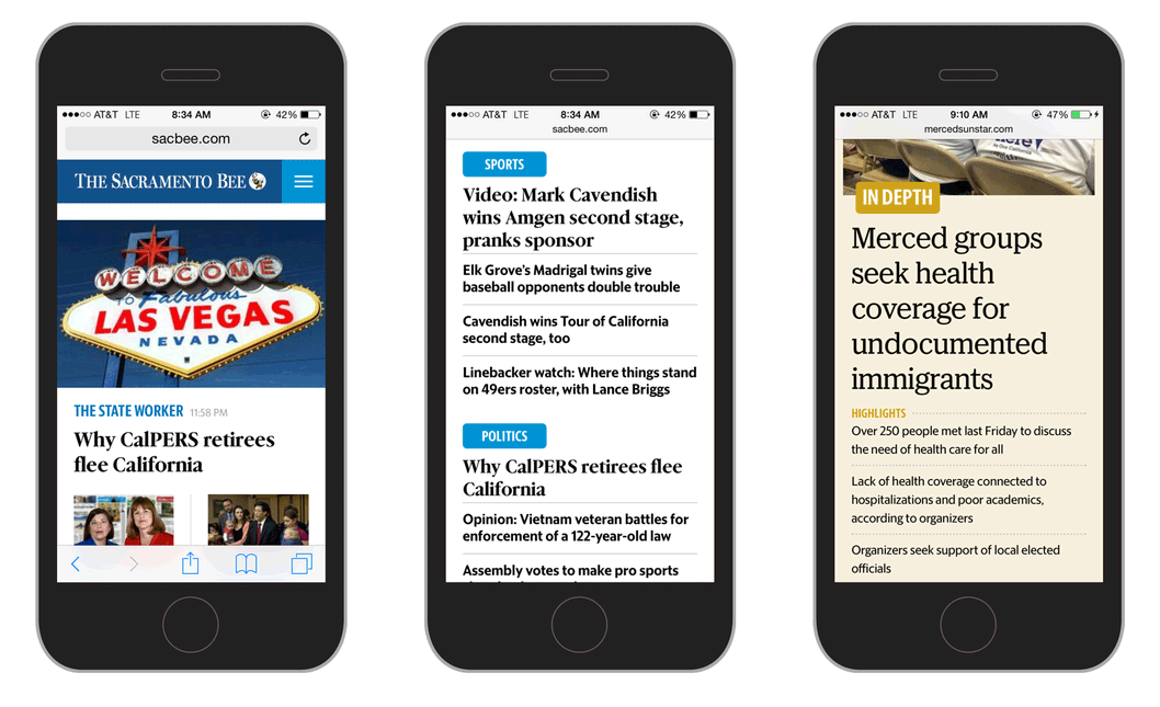 McClatchy sites on mobile devices
